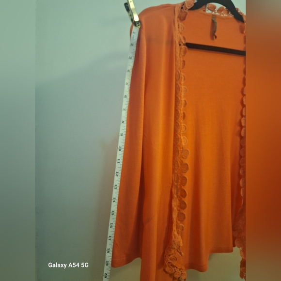 XCVI Vibrant Salmon Long Sleeve Dress 2Piece Set. Dress Is Medium Shawl Is Small - Picture 9 of 16